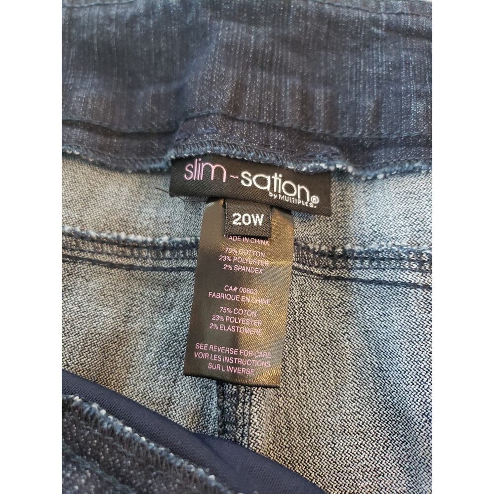 Slim Sation 20 W Tummy Control Pants Wide Band Crop Blue Tummy Control Jeans - Picture 5 of 9